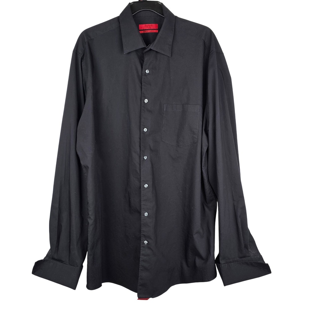 Alfani Mens Black Fitted Stretch Fabric Dress Shirt XL Easy Care (17 36-37)